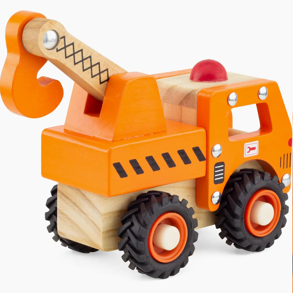 Camión grúa de madera natural