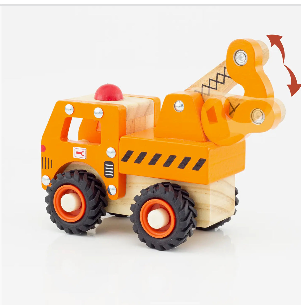 Camión grúa de madera natural